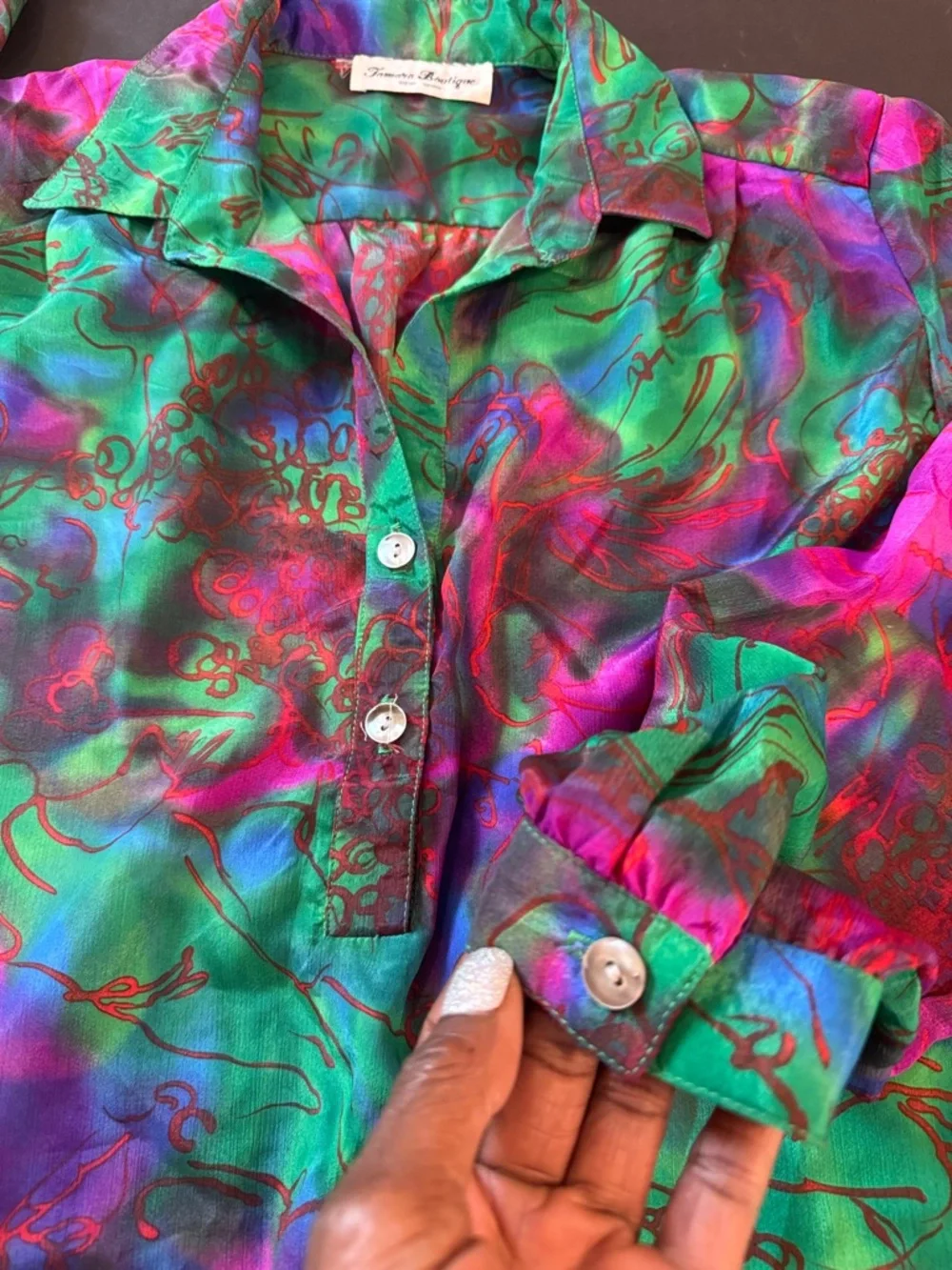 Abstract Vintage 80s Pull Over Long Sleeve Top_6